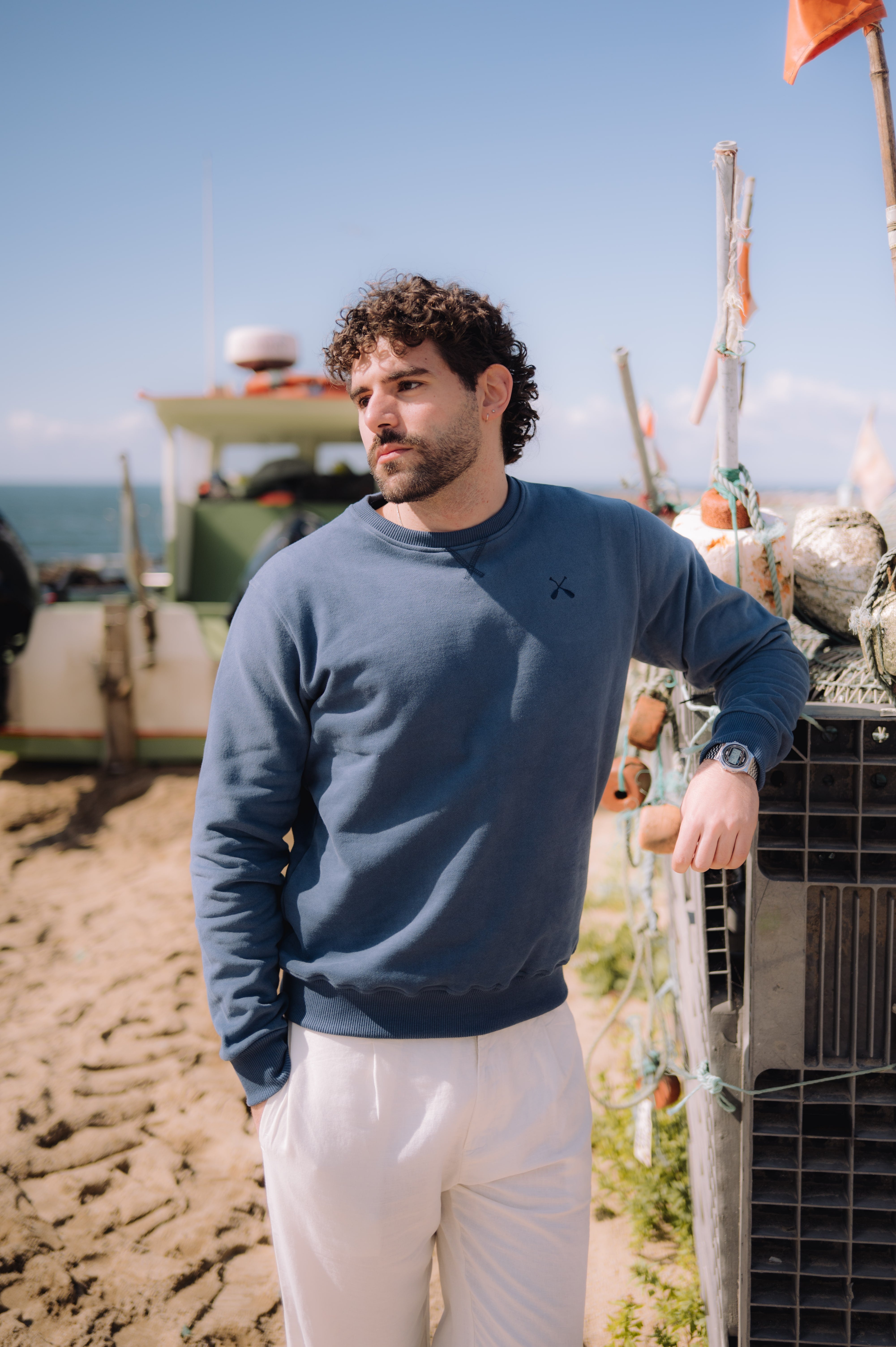 Sweatshirt básica com icon dos remos bordado