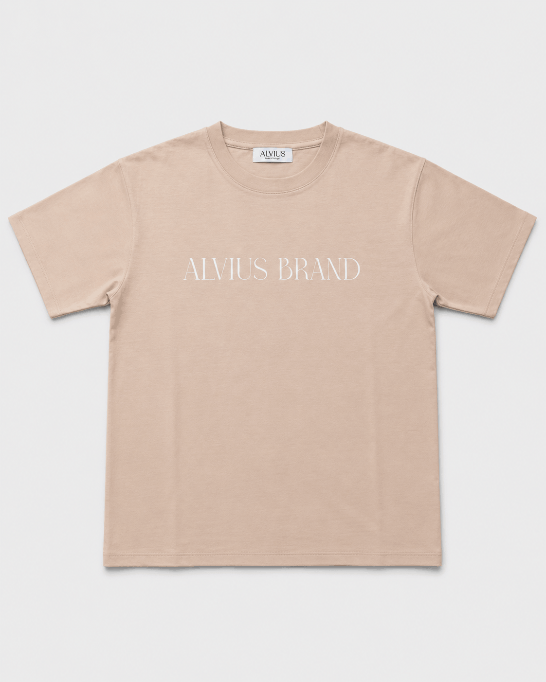 T-shirt bege Alvius Bloom em algodão premium com logótipo branco na frente